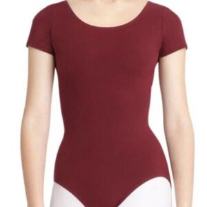 Maroon cap sleeve ballet leotard